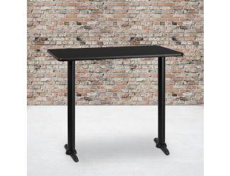 30" x 48" Rectangular Black Laminate Table Top & 5" x 22" Bar Height Table Bases
