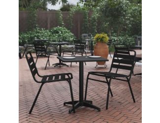 23.5" Square Metal Smooth Top Indoor-Outdoor Table with Base - Black