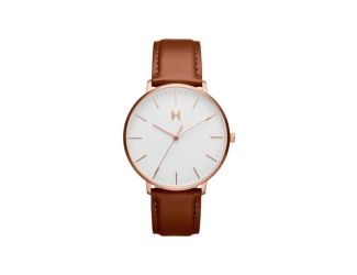 Mens Legacy Slim Eagle Tan Leather Strap Watch White Dial
