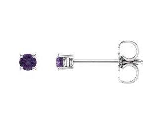 14K White Gold Amethyst Earrings
