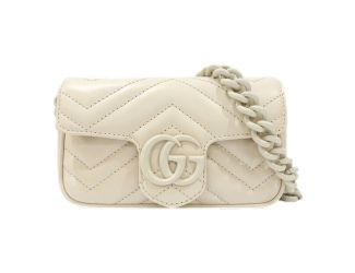 Gucci Marmont Leather Mini Monochrome White Belt Bag 80