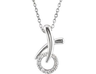 Sterling Silver 1/10 CTW Diamond "XO" Necklace. 18" link chain.