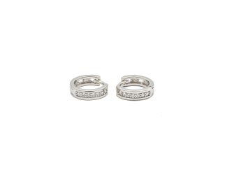 Silver Plated CZ Round Hoop Earrings