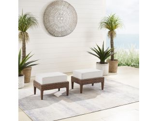 Capella 2Pc Outdoor Wicker Ottoman Set