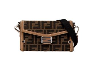Fendi Baguette Soft Trunk Phone Case Bag Zucca Canvas and Leather