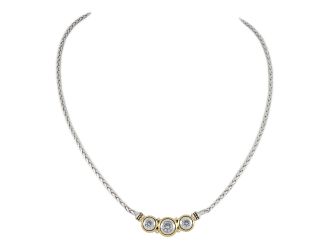 Beijos Three Stone Necklace, Clear CZs. 16" L. Center Motif 1-3/8"Wx3/8"H. A classic!
