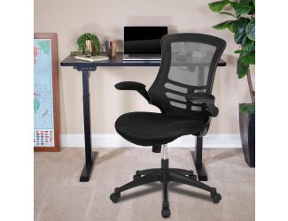 Black Electric Height Adjustable Standing Desk with Mesh Executive Chair