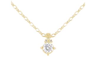 Diamante 2 Carat CZ 102 Facets Necklace - Gold. 16"L. Lobster claw clasp closure. Made in America.