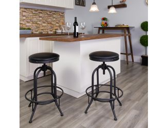 30" Barstool with Swivel Lift Black LeatherSoft Seat - Kitchen Furniture
