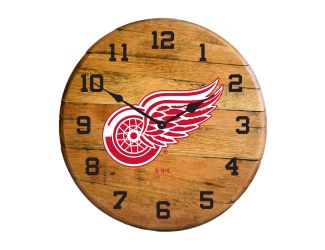 Detroit Red Wings Oak Barrel Clock