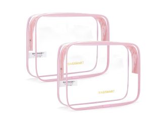 Bagsmart Clear Toiletry Bag 2PCS SET, Clear, Pink