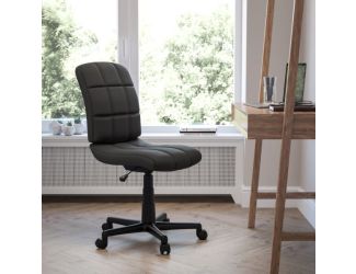 Mid-Back Gray Quilted Vinyl Swivel Task Office Chair