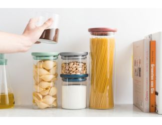 Leo Glass Food Container Set (3x), Grn, Blue, Gray
