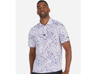 Bad Birdie Men's Core Polo-Paint Splatter 3.0 White/Pink-XL