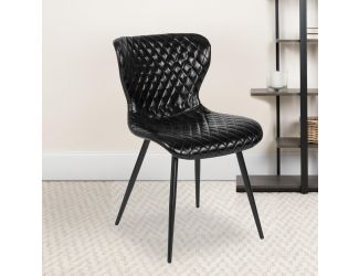 Contemporary Upholstered Chair in Black Vinyl