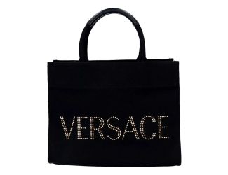 Versace Nero Canvas Studded Logo Totebag