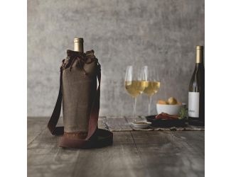 Waxed Canvas Wine Tote - (Khaki Green)