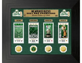 Milwaukee Bucks 2021 NBA Finals Champions Deluxe Gold Coin & Ticket Collection