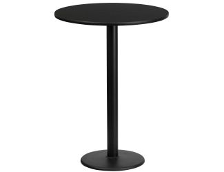 24" Round Black Laminate Table Top with 18" Round Bar Height Table Base