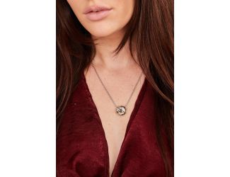 Infinity Knot Two Tone Slider Necklace. 16"-18" L adjustable Rhodium Chain 3/4" slider pendant