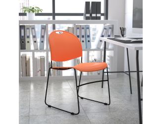 Orange Ultra-Compact School Stack Chair - Office Guest Chair/Student Chair