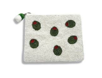 Olive Beaded Coin Purse