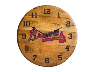 Atlanta Braves Oak Barrel Clock