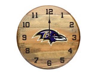 Baltimore Ravens Oak Barrel Clock