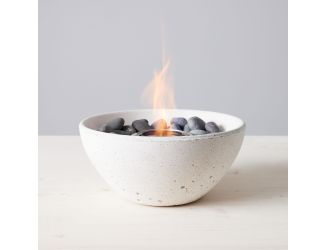 TerraFlame Basin Fire Bowl - StoneCast White