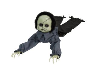Animatronic Haunted Crawling Baby Doll with Lights and Sound, Indoor or Covered Outdoor Halloween De