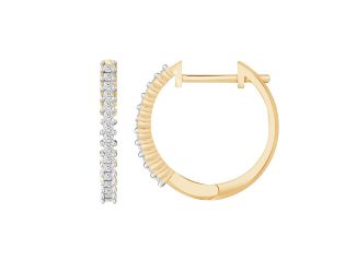 PARIKHS Princess cut Diamond Hoop Earring in 14K Yellow Gold 0.30ct, Color-IJ, Clarity-VS2 SI1