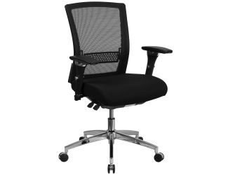 Intensive Use 300 lb. Rated Mid-Back Black Mesh Multifunction Chair-Seat Slider