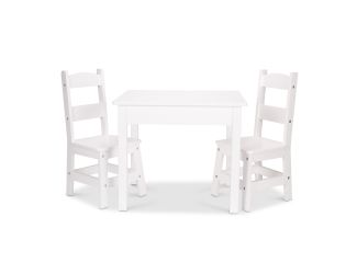 3pc Wooden Table & Chairs Set White - Ages 3-6 Years