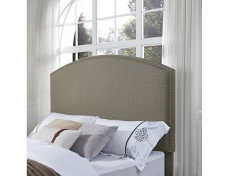 Cassie Curved Upholstered Full/Queen Headboard In Shadow Gray Linen