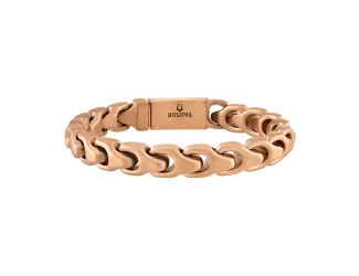 Bulova Link 8mm Rose-tone Satin finish Bracelet, 8.5"