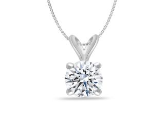 Bright White Round Lab Grown Diamond Pendant in 14K White Gold 0.60ct, Color-FG, Clarity-VS SI