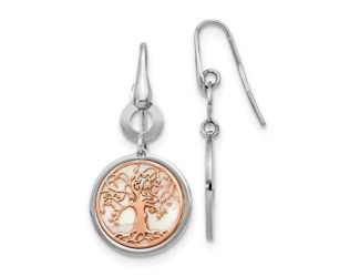 Sterling Silver & Rose-Tone MOP Tree of Life Earrings