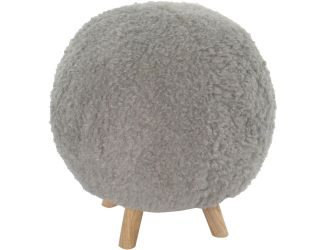19-In. Seat Height Plush Gray Pouf Ottoman with 4 Spindle Legs - Furniture for Nursery, Bedroom, Pla