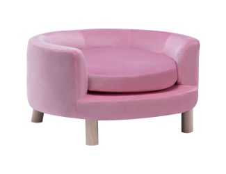 28-In. Elegant Faux-Velvet Circular Pet Bed for Small to Medium-Sized Dogs and Cats, Pink