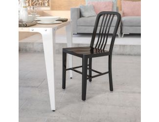 Black Metal Indoor-Outdoor Chair - Kitchen Chair - Restaurant Seating