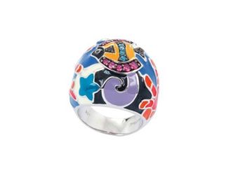 Belle Etoile Round MultiColor Cubic Zirconia studded Under the Sea Size 7 Ring - 925 Sterling Silver