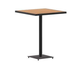 Indoor/Outdoor 32" Square Bar Height Dining Table with Poly Slats in Faux Teak