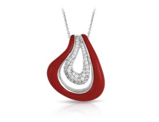 Belle Etoile Round Cubic Zirconia studded Red Vapeur Pendant - 925 Sterling Silver with chain