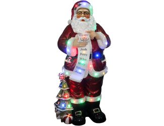 Indoor/Outdoor Oversized Christmas Decor with Long-Lasting LED Lights, 4-Ft. Santa Claus Holding Nau