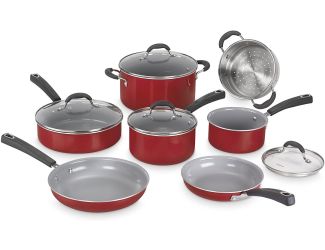 11 Pc. Set in Red with Grey Interior