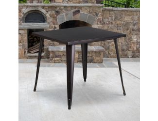 31.75" Square Black-Antique Gold Metal Indoor-Outdoor Table - Event Table