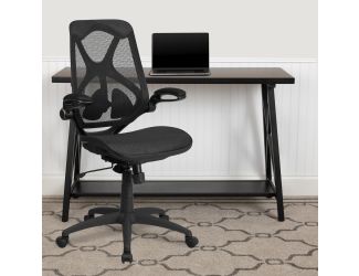 High Back Black Mesh Ergonomic Office Chair-Adjustable Lumbar, 2-Paddle Control