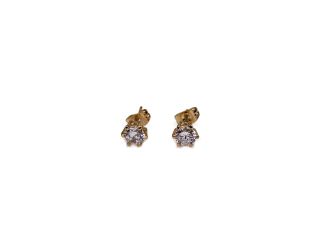 18K Gold Plated Round CZ Stud Earrings