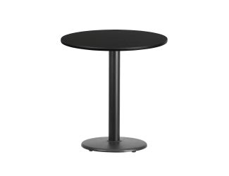 24" Round Black Laminate Table Top with 18" Round Table Height Base