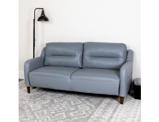 Upholstered Bustle Back Sofa in Gray LeatherSoft - Living Room Furniture